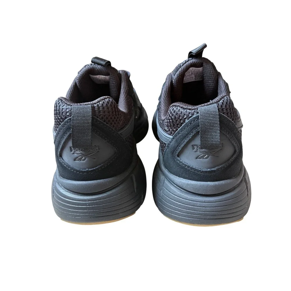 Reebok Chaos Running Shoes Mens 8 Black Suede Mesh Sneakers NWT